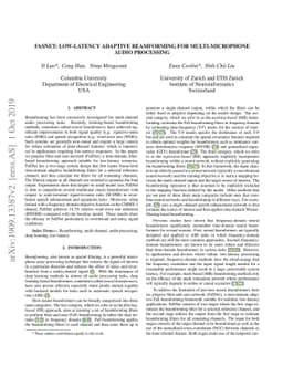 FaSNet: Low-latency Adaptive Beamforming for Multi-microphone Audio
  Processing
