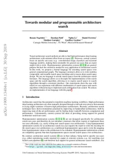 Towards modular and programmable architecture search