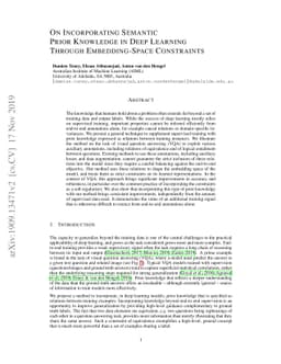 On Incorporating Semantic Prior Knowledge in Deep Learning Through
  Embedding-Space Constraints
