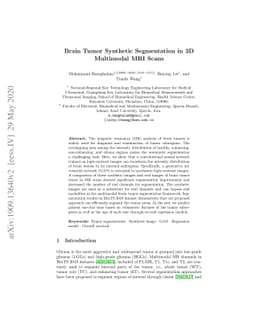 Brain Tumor Synthetic Segmentation in 3D Multimodal MRI Scans