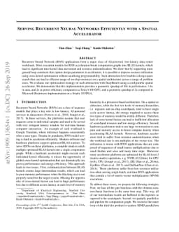 Serving Recurrent Neural Networks Efficiently with a Spatial Accelerator