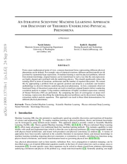 An Iterative Scientific Machine Learning Approach for Discovery of
  Theories Underlying Physical Phenomena