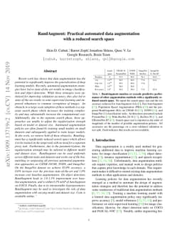RandAugment: Practical automated data augmentation with a reduced search
  space
