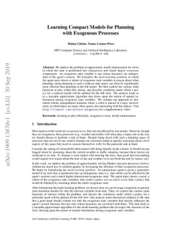 Learning Compact Models for Planning with Exogenous Processes