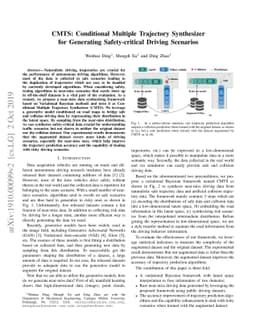 CMTS: Conditional Multiple Trajectory Synthesizer for Generating
  Safety-critical Driving Scenarios