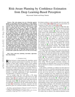 Risk-Aware Planning by Confidence Estimation using Deep Learning-Based
  Perception