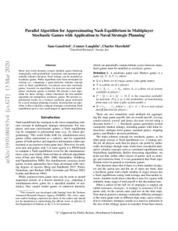 Parallel Algorithm for Approximating Nash Equilibrium in Multiplayer
  Stochastic Games with Application to Naval Strategic Planning