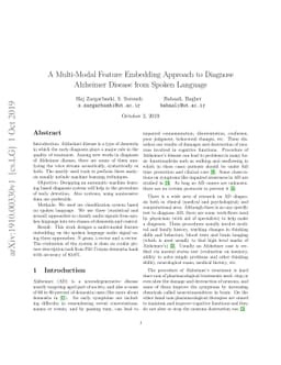 A Multi-Modal Feature Embedding Approach to Diagnose Alzheimer Disease
  from Spoken Language