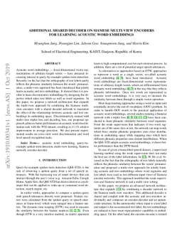 Additional Shared Decoder on Siamese Multi-view Encoders for Learning
  Acoustic Word Embeddings