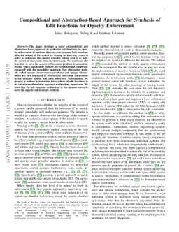 Compositional and Abstraction-Based Approach for Synthesis of Edit
  Functions for Opacity Enforcement