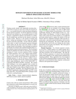 Domain Expansion in DNN-based Acoustic Models for Robust Speech
  Recognition