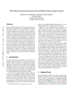 The Choice Function Framework for Online Policy Improvement