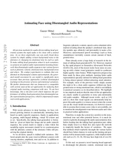 Animating Face using Disentangled Audio Representations