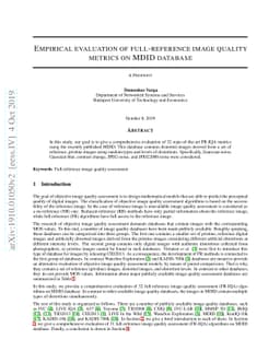 Empirical evaluation of full-reference image quality metrics on MDID
  database