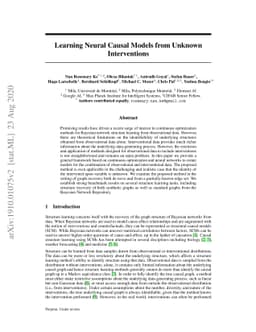 Learning Neural Causal Models from Unknown Interventions