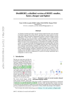 DistilBERT, a distilled version of BERT: smaller, faster, cheaper and
  lighter