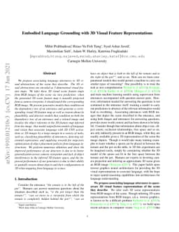 Embodied Language Grounding with 3D Visual Feature Representations