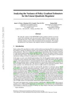 Analyzing the Variance of Policy Gradient Estimators for the
  Linear-Quadratic Regulator