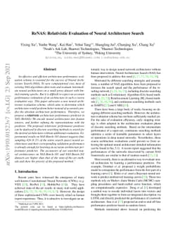 ReNAS:Relativistic Evaluation of Neural Architecture Search