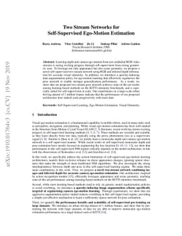 Two Stream Networks for Self-Supervised Ego-Motion Estimation