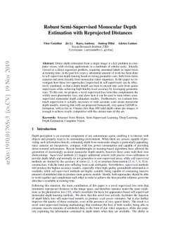 Robust Semi-Supervised Monocular Depth Estimation with Reprojected
  Distances
