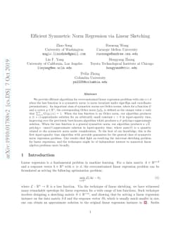Efficient Symmetric Norm Regression via Linear Sketching