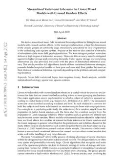 Streamlined Variational Inference for Linear Mixed Models with Crossed
  Random Effects