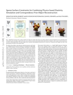 Sparse Surface Constraints for Combining Physics-based Elasticity
  Simulation and Correspondence-Free Object Reconstruction