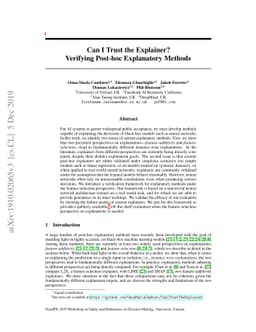 Can I Trust the Explainer? Verifying Post-hoc Explanatory Methods