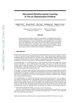 Discounted Reinforcement Learning Is Not an Optimization Problem