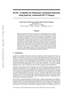 Pi-PE: A Pipeline for Pulmonary Embolism Detection using Sparsely
  Annotated 3D CT Images