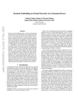Dynamic Embedding on Textual Networks via a Gaussian Process