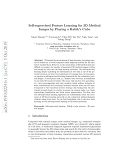 Self-supervised Feature Learning for 3D Medical Images by Playing a
  Rubik's Cube