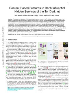 Content-Based Features to Rank Influential Hidden Services of the Tor
  Darknet