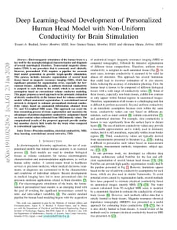 Deep learning-based development of personalized human head model with
  non-uniform conductivity for brain stimulation