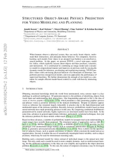 Structured Object-Aware Physics Prediction for Video Modeling and
  Planning
