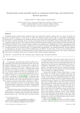 Interpretable neural networks based on continuous-valued logic and
  multicriteria decision operators