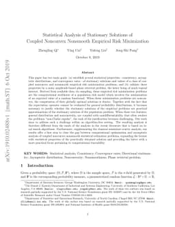 Statistical Analysis of Stationary Solutions of Coupled Nonconvex
  Nonsmooth Empirical Risk Minimization