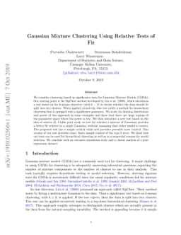 Gaussian Mixture Clustering Using Relative Tests of Fit