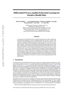 Differential Privacy-enabled Federated Learning for Sensitive Health
  Data