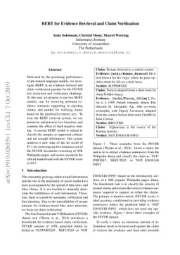 BERT for Evidence Retrieval and Claim Verification