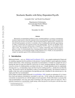 Stochastic Bandits with Delay-Dependent Payoffs