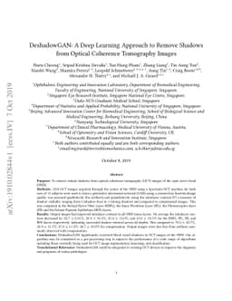DeshadowGAN: A Deep Learning Approach to Remove Shadows from Optical
  Coherence Tomography Images