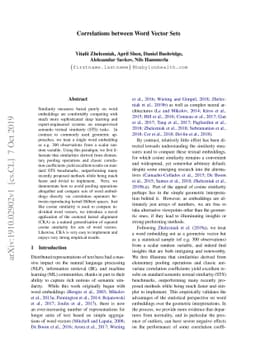 Correlations between Word Vector Sets