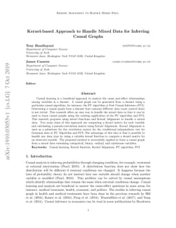 Kernel-based Approach to Handle Mixed Data for Inferring Causal Graphs