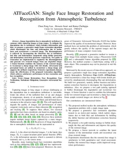 ATFaceGAN: Single Face Image Restoration and Recognition from
  Atmospheric Turbulence