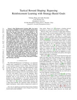 Tactical Reward Shaping: Bypassing Reinforcement Learning with
  Strategy-Based Goals