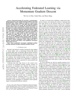 Accelerating Federated Learning via Momentum Gradient Descent