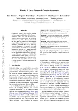 Riposte! A Large Corpus of Counter-Arguments