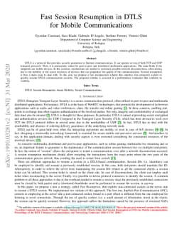 Fast Session Resumption in DTLS for Mobile Communications